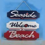 Wooden Red, White, and Blue Beach Plaques 23 - Set of 3