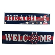 Wooden Beach Welcome Nautical Wall Plaque 19 - Set of 2