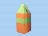 Wooden Orange and Green Buoy w-Rope 14