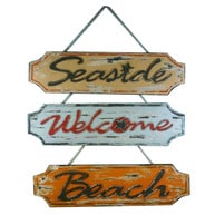 Wooden Weathered Seaside Welcome Beach Plaque  23 - Set of 3