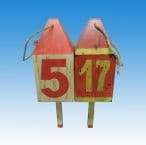 Wooden Numbered Buoys w-Rope 16 - Set of 2
