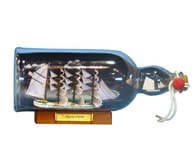 Blue Flying Cloud Ship in a Bottle w-Sky 11
