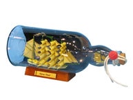 Green Flying Cloud Ship in a Bottle w-Sky 11