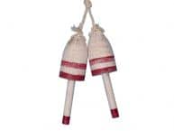 Wooden Vintage Dark Red Maine Lobster Trap Buoy 7 - Set of 2