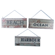 Wooden Ocean Beach And Harbour Sign 16 - Set of 3