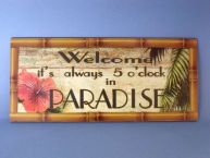 Wooden Always 5 OClock in Paradise Sign 17