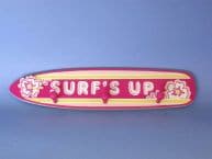 Wooden Pink Surfs Up Sign 17