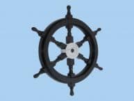 Wood and Chrome Black Pirate Ship Wheel 24
