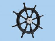 Wood and Chrome Black Pirate Ship Wheel 36