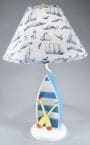 Blue Rowboat Electric Lamp w-Whale Shade 28