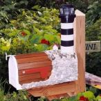Bodie Island Solar Powered Wooden Lighthouse Mailbox 36