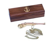 Solid Brass/Copper Boatswain (Bosun) Whistle w Rosewood Box 5 picture