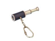 Solid Brass with Leather Spyglass Key Chain 4" picture