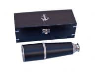 Admirals Chrome - Leather Spyglass Telescope 27 with Black Rosewood Box