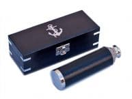 Captains Chrome - Leather Spyglass Telescope 14 with Black Rosewood Box