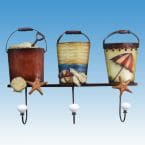Metal Sand Bucket Trio w- Wall Hook 19