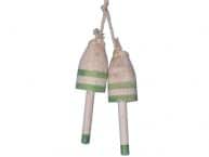 Wooden Vintage Light Green Maine Lobster Trap Buoy 7 - Set of 2