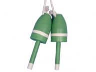 Wooden Light Green Maine Lobster Trap Buoy 7 - Set of 2