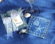 Frosted Shell and Starfish Glass Coasters - Set of 4