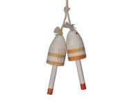 Wooden Vintage Orange Maine Lobster Trap Buoy 7 - Set of 2