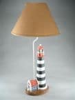 Nantucket Lighthouse Electric Lamp with Tan Shade 32