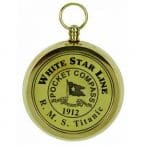 Solid Brass RMS Titanic White Star Pocket Compass 3