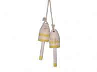 Wooden Vintage Yellow Maine Lobster Trap Buoy 7 - Set of 2