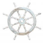 Rustic Wooden White-Light Blue Ship Wheel 24