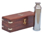 Captains Chrome Spyglass Telescope 15 w- Rosewood Box