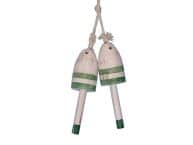 Wooden Vintage Green Maine Lobster Trap Buoy 7 - Set of 2 