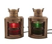 Antique Brass Port and Starboard Electric Lantern 10