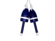 Wooden Dark Blue Maine Lobster Trap Buoy 7 - Set of 2