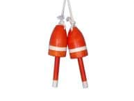 Wooden Orange Maine Lobster Trap Buoy 7 - Set of 2