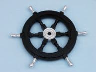 Wood and Chrome Black Pirate Ship Wheel 18 with Chrome Spokes