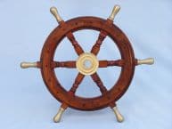 Wood and Brass Ship Wheel 18 with Brass Spokes