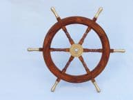 Wood and Brass Ship Wheel 30 with Brass Spokes