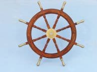 Wood and Brass Ship Wheel 36 with Brass Spokes