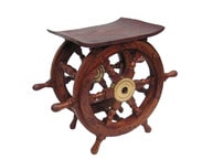 Wood and Brass Ship Wheel Table 18