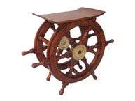 Wood and Brass Ship Wheel Table 24