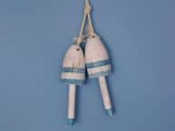 Wooden Vintage Light Blue Maine Lobster Trap Buoy 7" - Set of 2 picture