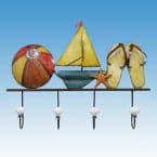 Metal Sandals Beach Ball And Sailboat Wall Plaque 20