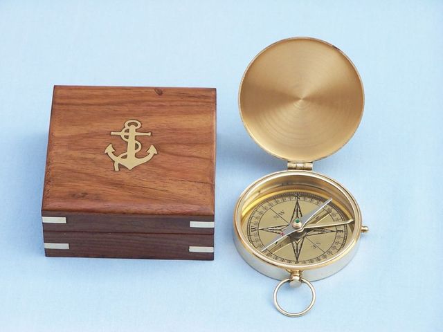 Brass Pocket Compass 4" Nautical Compasses