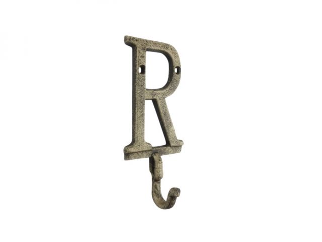 Wholesale Rustic Gold Cast Iron Letter R Alphabet Wall Hook 6in - Cast Iron  Decor