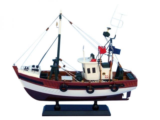 Wholesale Wooden Stars and Stripes Model Fishing Boat 14in