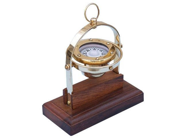 Vintage Maritime Brass Antique Gimbled Compass Nautical Marine Decor Compass 