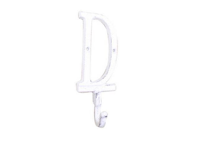 Whitewashed Cast Iron Letter D Alphabet Wall Hook 6'' from Hampton Iron  Works