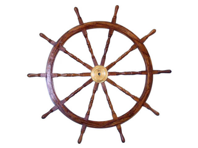Nautical Home Decoration Hampton Nautical Classic Wooden Whitewashed Decorative Ship Steering Wheel 24