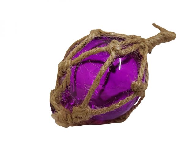 Wholesale Purple Japanese Glass Ball Fishing Float With Brown Netting  Decoration 3in - Beach Decor