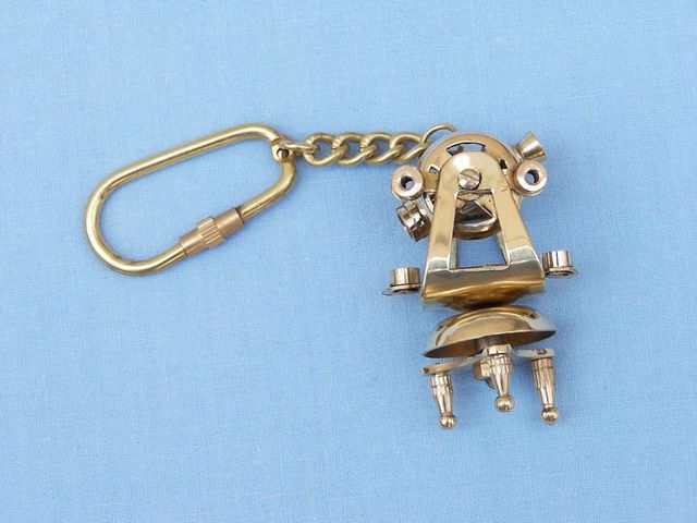 Nautical Decor Vintage Nautical Solid Brass Theodolite Key Chain Key Ring Gift 
