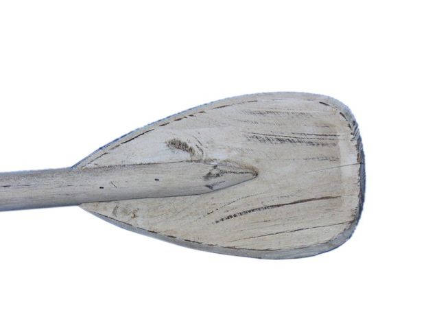 Wooden Rustic Whitewashed Decorative Rowing Boat Paddle with Hooks 24in -  Hampton Iron Works